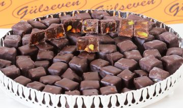 Antep Fıstıklı Bitter Çikolata Kaplı Lokum 500Gr